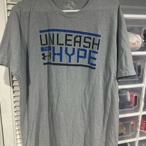 Under Armour Men's Gray Tee with Blue Print